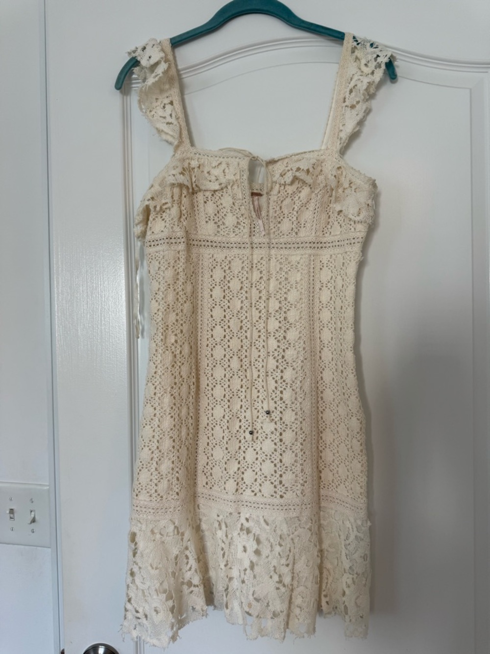 Free People Cream Crochet Mini Dress
